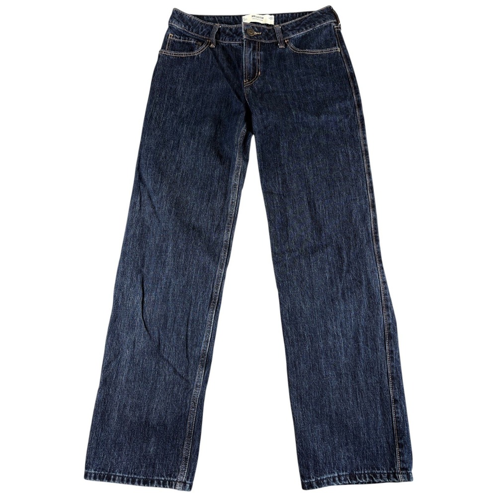 Hollister Lowrise Loose Jeans Women 2R W26 Dark Blue Relaxed Y2K Straight Denim